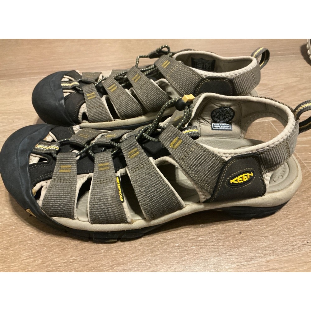 Keen Newport H2 Sandal Gray/Yellow/Tan Mens 11.5 Hiking Waterproof #3-1
